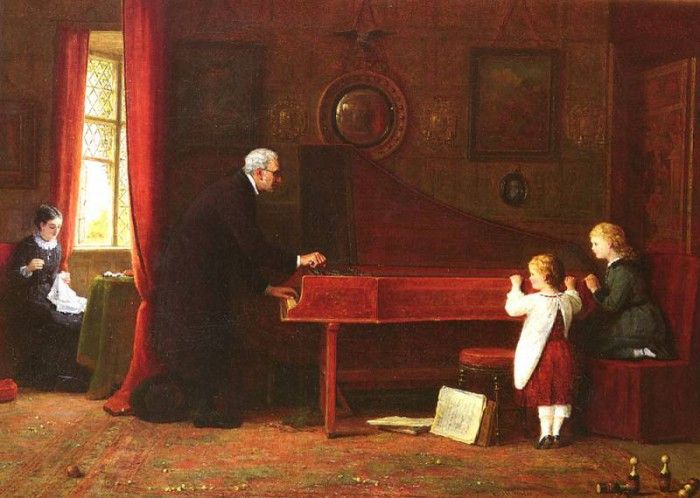 Hardy Frederick Daniel (British) 1826 to 1911 The Piano Tuner SnD 1881 O C 49.5 by 62.9cm. ,  Frderick