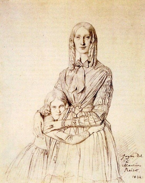 Ingres Madame Frederic Reiset born Augustine Modeste Hortense Reiset and her daughter Therese Hor. ,   