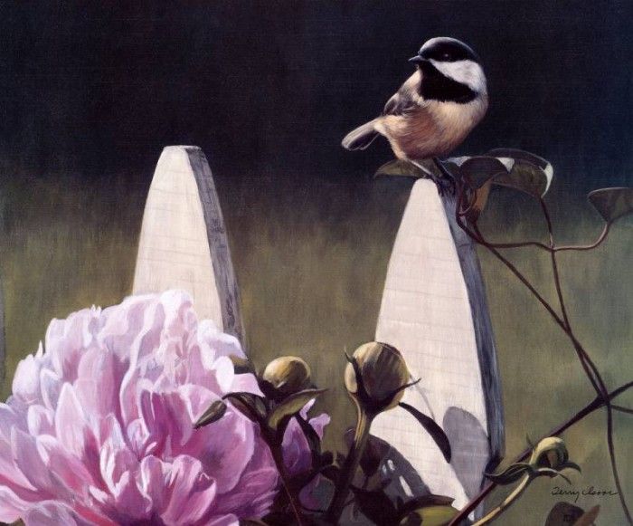 Terry Isaac - Chickadee and Peonies, De. , 