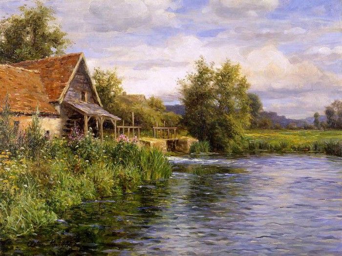Cottage be the river. , Louis Aston