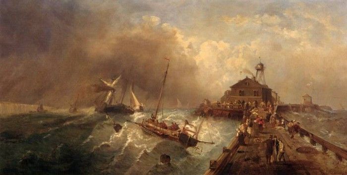 Kuwasseg, Charles Euphrasie - Ships in a Storm (end. Kuwasseg,  Euphrasie 