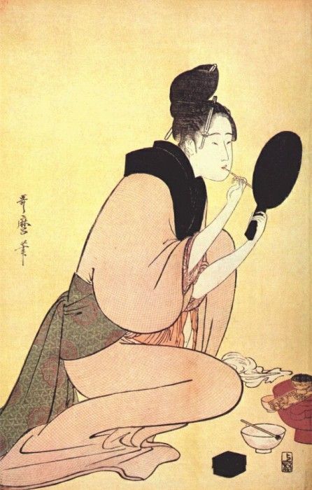 utamaro beauty putting on rouge mid-1790s. , 