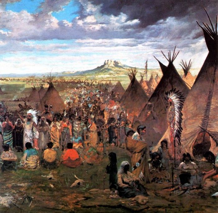 JLM-1874-Jules Tavernier-Sioux Encampment 1024x1000. , 