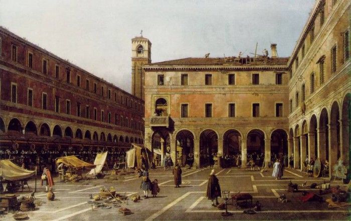 Canaletto The Campo di Rialto, ca 1758-63, 119x186 cm, Gemal. 