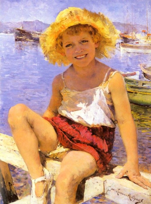 Robiquet Marie Lucas Girl By The Harbour. Robiquet,  