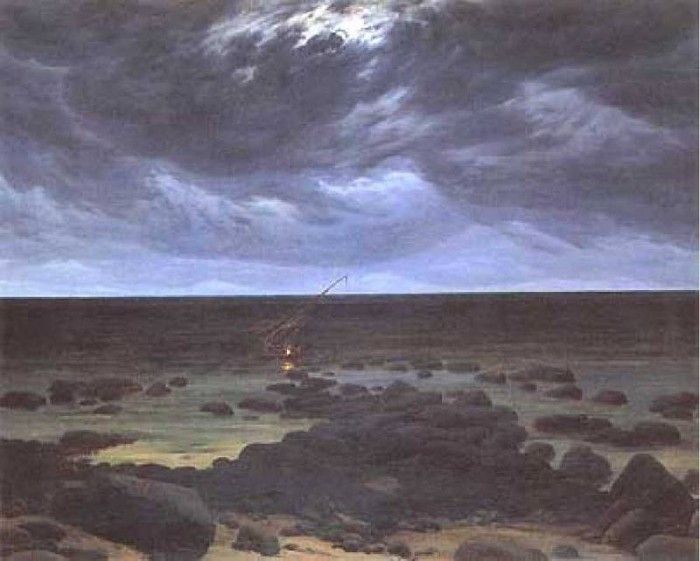 1820 Meereskuste bei Mondschein. ,  