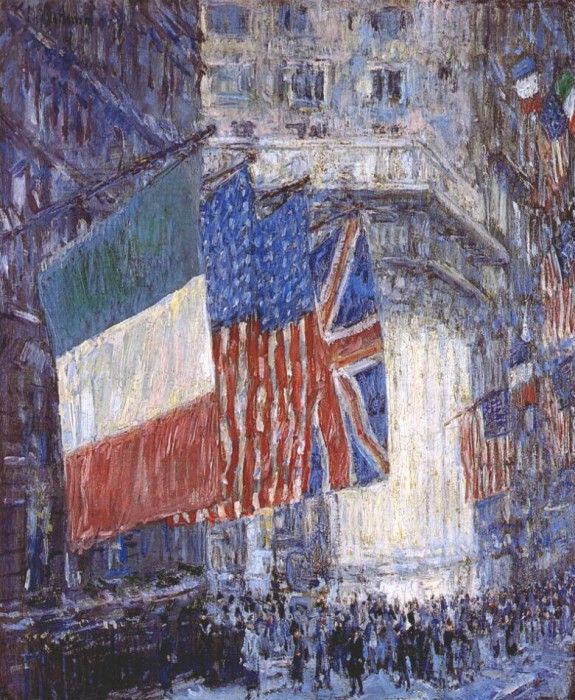 hassam avenue of the allies (flags on the waldorf) 1917. , 