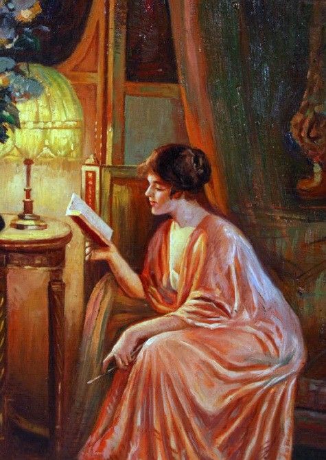 Lady Reading By Lamplight. Enjolras, Delphin