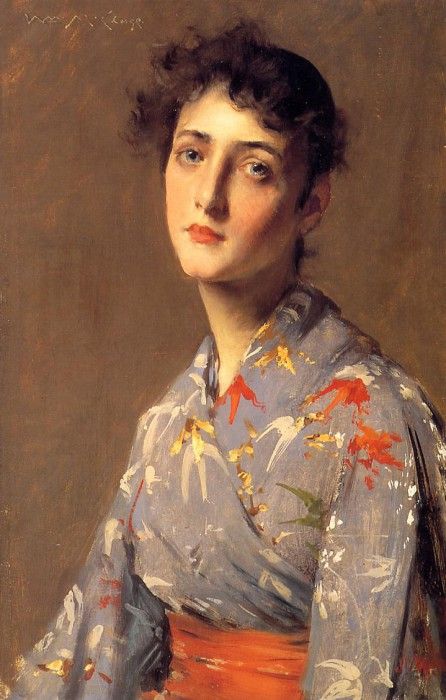 Chase William Merritt Girl in a Japanese Kimono. ,  