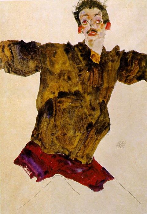 Schiele Self-portrait with outstretched hands, 1911, Graphis. , 