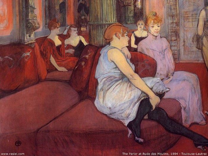 1894 - Henri Toulouse Lautrec - The parlor at rude des Moulines . -,  