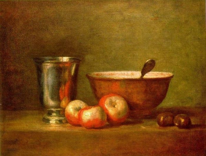 CHARDIN - THE SILVER GOBLET, OIL ON CANVAS. Шарден, Жан-Батист Симеон