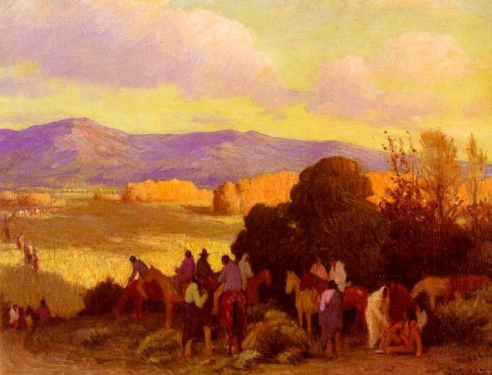 Sharp Joseph Henry Rabbit Hunt Taos Valley. Sharp,  