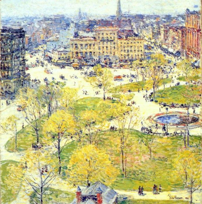 hassam union square in spring 1896. , 