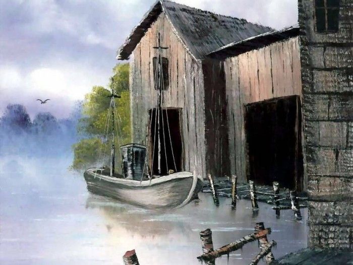 bob ross csg037 dock scene. , 