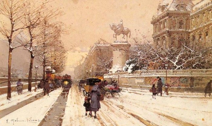 Galien Laloue Eugene Paris In Winter. ,  Laloue