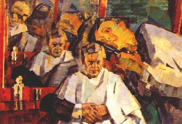 ulyanov self-portrait with a barber 1914-23. 