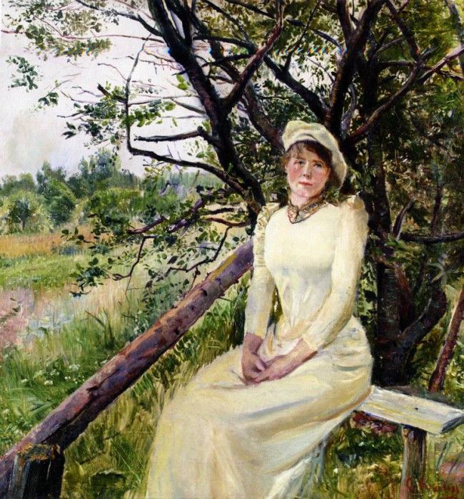 Christian Krohg Ung Kvinne Pa En Benk (Young Woman on a Bench). , 