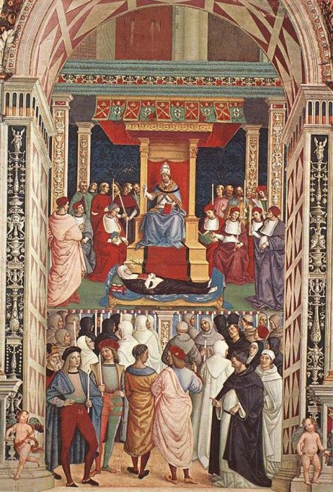 PINTURICCHIO Pope Aeneas Piccolomini Canonizes Catherine Of Siena.    