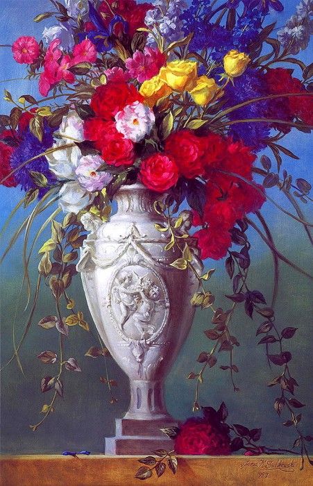 lrs Sulkowski Jms Floral With Antique Vase. ,  