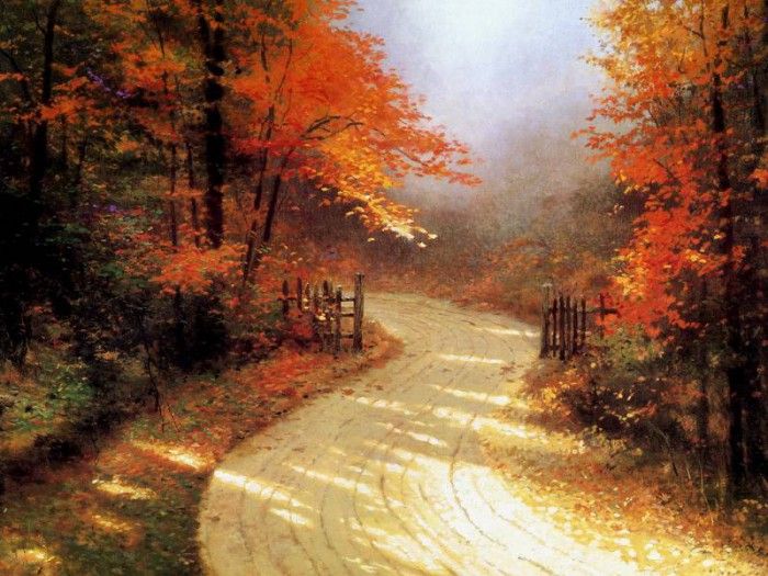 JLM-Thomas Kinkade-Autumn Lane.  