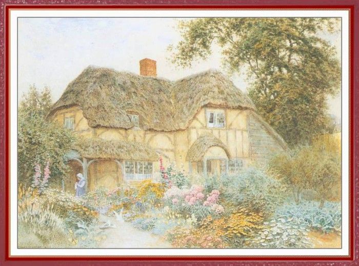 StrachanArthurClaude GirlWithDovesBeforeACottage-We (f027). �������, ���� �����