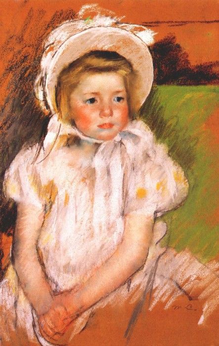 cassatt simone in a white bonnet 1901.  