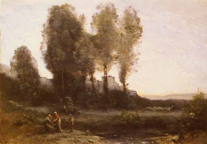 Corot Jean-Baptiste Camille Le Monastere Derriere Les Arbres. , --