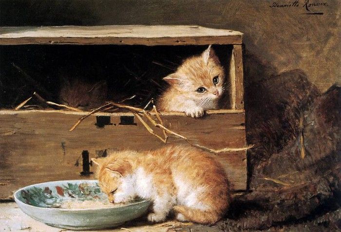 Ronner-Knip Henritte Two kittens in a shed Sun . Ronner-Knip, 