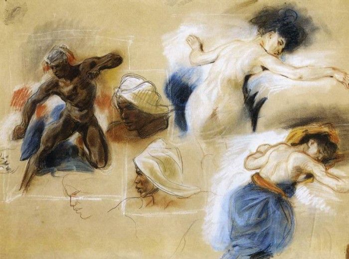 DELACROIX Eugene Sketch for The Death of Sardanapalus. , 