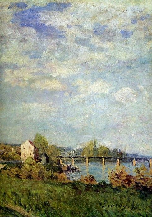Sisley Alfred Brink of the Seine at Bougival Sun. , 