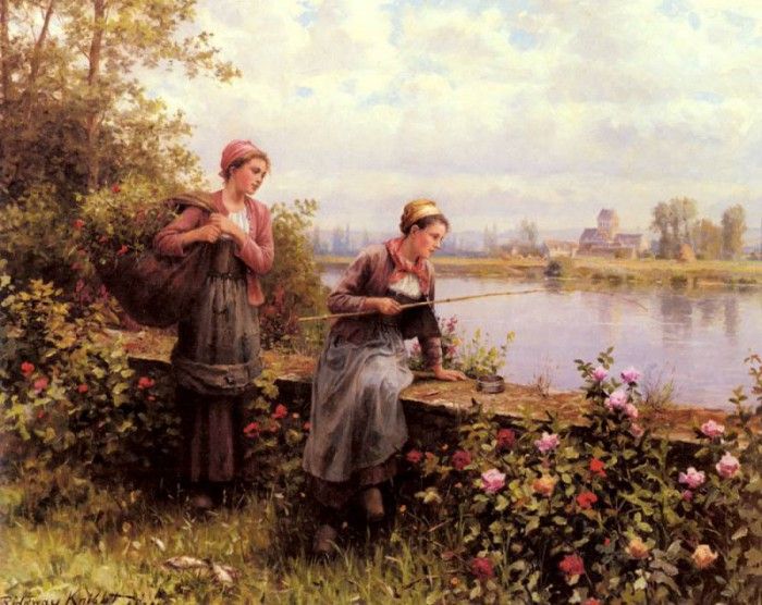 Knight Daniel Ridgeway Maria And Madeleine Fishing. ,  