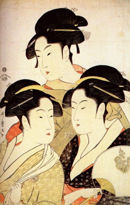 utamaro three famous beauties 1792-3. , 