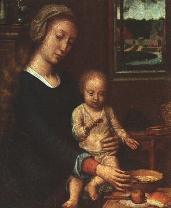 David,G. The Madonna of the Milk Soup, approx. 1520, oil on . , 