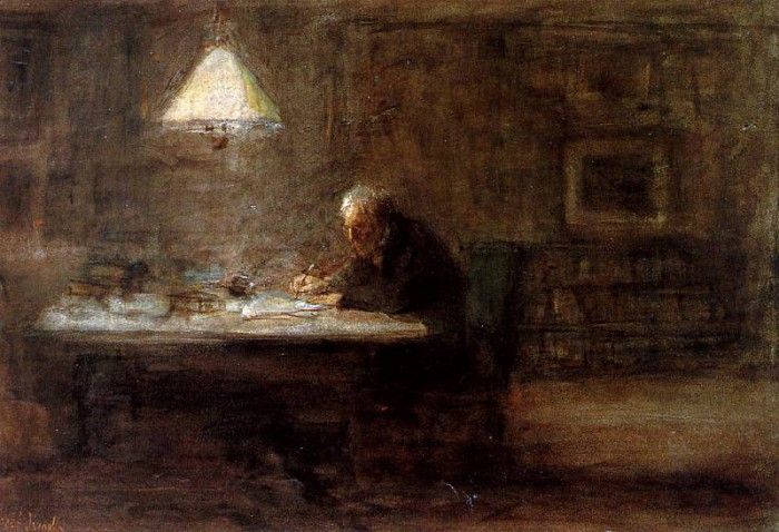 Israls Jozef Writing man at the table Sun. Israels, 