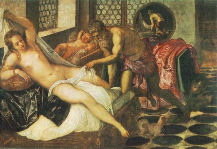 TINTORETTO VULCANUS TAKES MARS AND VENUS UNAWARES. MUNCHEN. , 