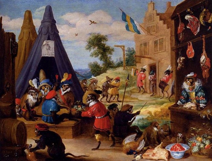 Teniers David A Festival Of Monkeys. ,  