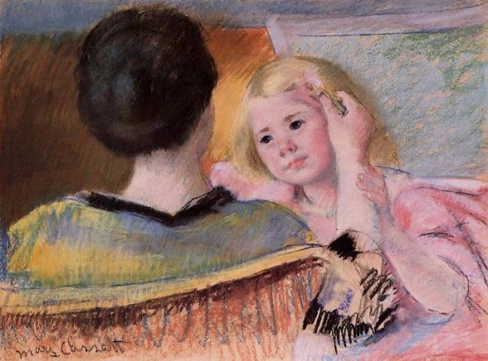 Cassatt Mary Mother Combing Sara-s Hair no.2.  