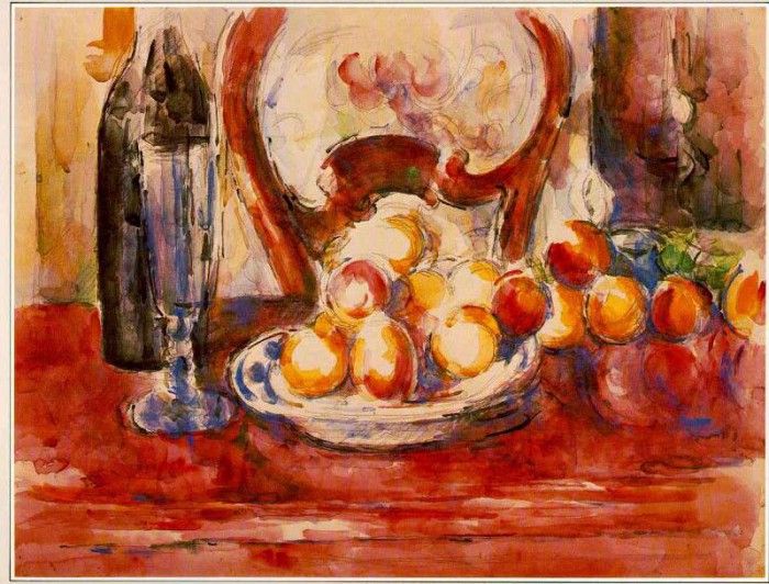 CeZANNE STILL LIFE- APPLES, BOTTLE AND CHAIRBACK,1902-06, (W. , 