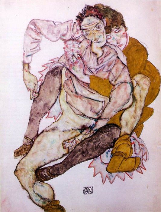 Schiele Seated Couple (Egon and Edith Schiele), 1915, 53.5x4. , 