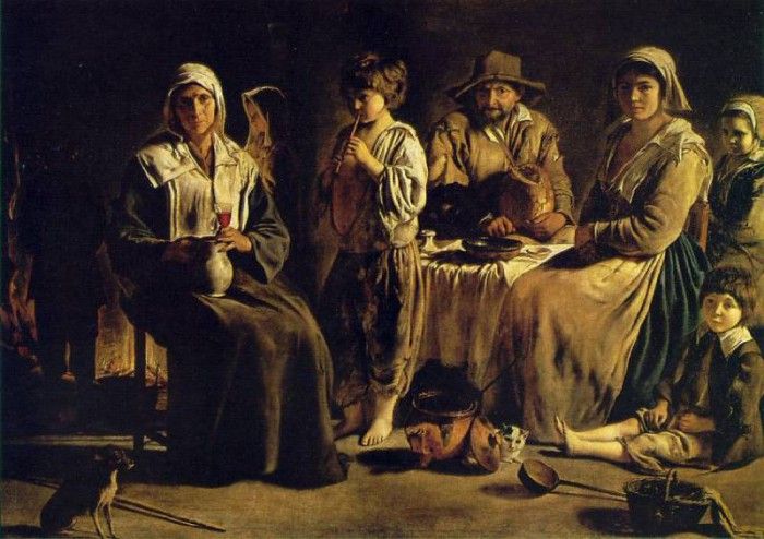 Le Nain Peasant Family in an Interior, ca 1642, 113x159 cm, . ,  