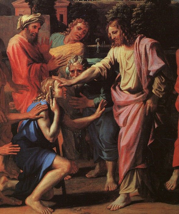 Poussin Jesus Healing the Blind of Jericho, detail, 1650, oi. , 