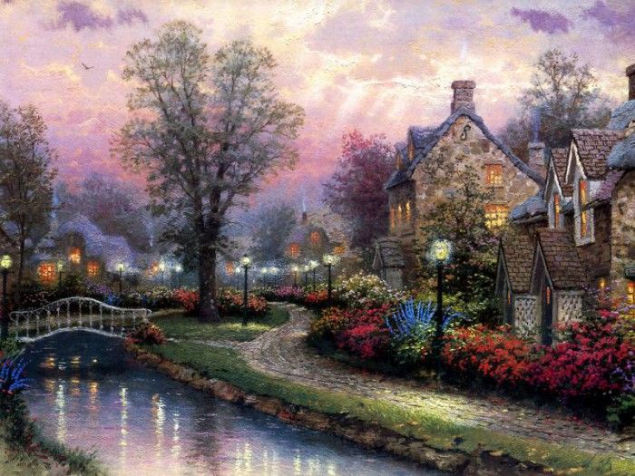 JLM-Thomas Kinkade-Lamplight Lane.  