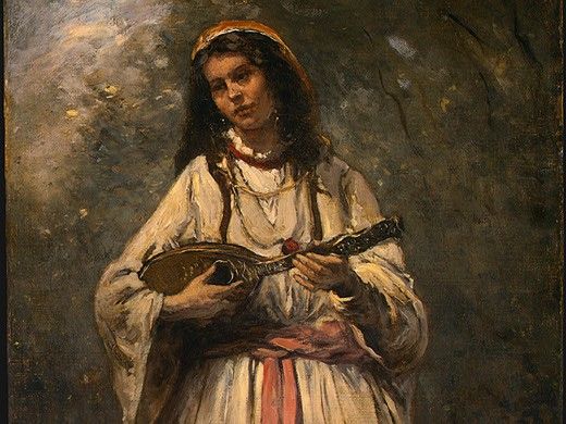 Corot Gypsy Girl with Mandolin, probably c. 1870-1875, Detal. , --