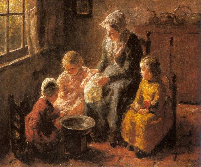 Pothast Bernard Mother And Children In An Interior. Pothast 