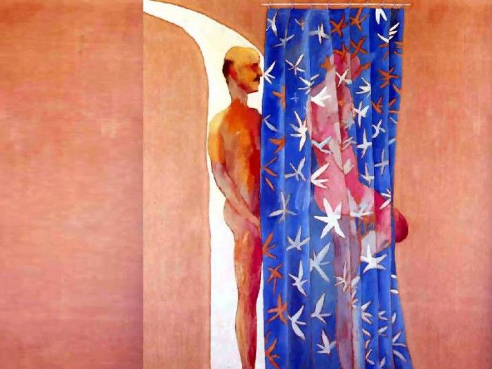 erotic art csg055 two men in a shower-david hockney. , 