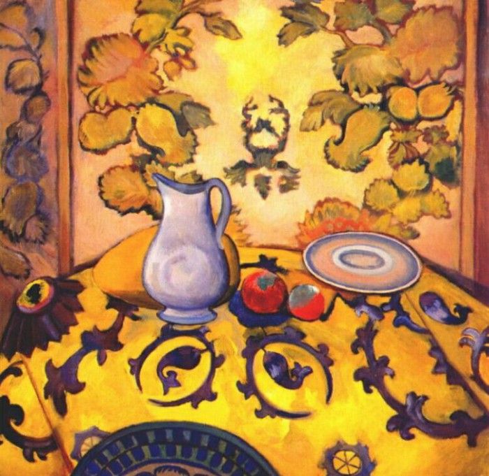 kuznetsov still life with tapestry 1913. 