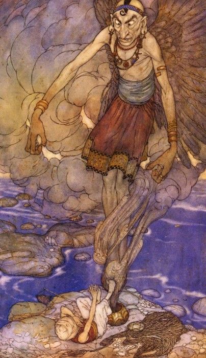 Dulac Edmund La Decouverte Par Sinbad Du Genie. , 