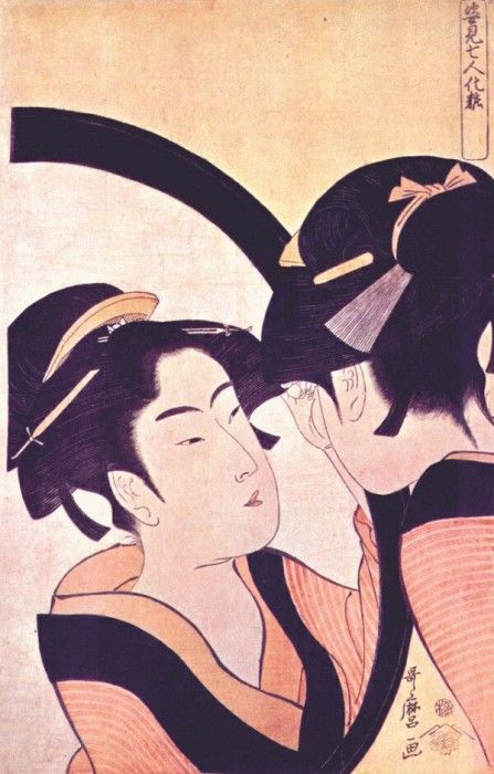 utamaro beauty at toilet mid-1790s. , 