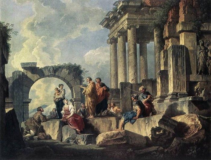 PANNINI Giovanni Paolo Apostle Paul Preaching On The Ruins. Pannini,  